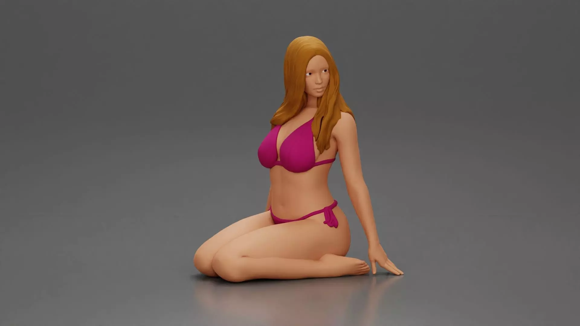 Beautiful Woman in Sitting on the Beach 3D print model