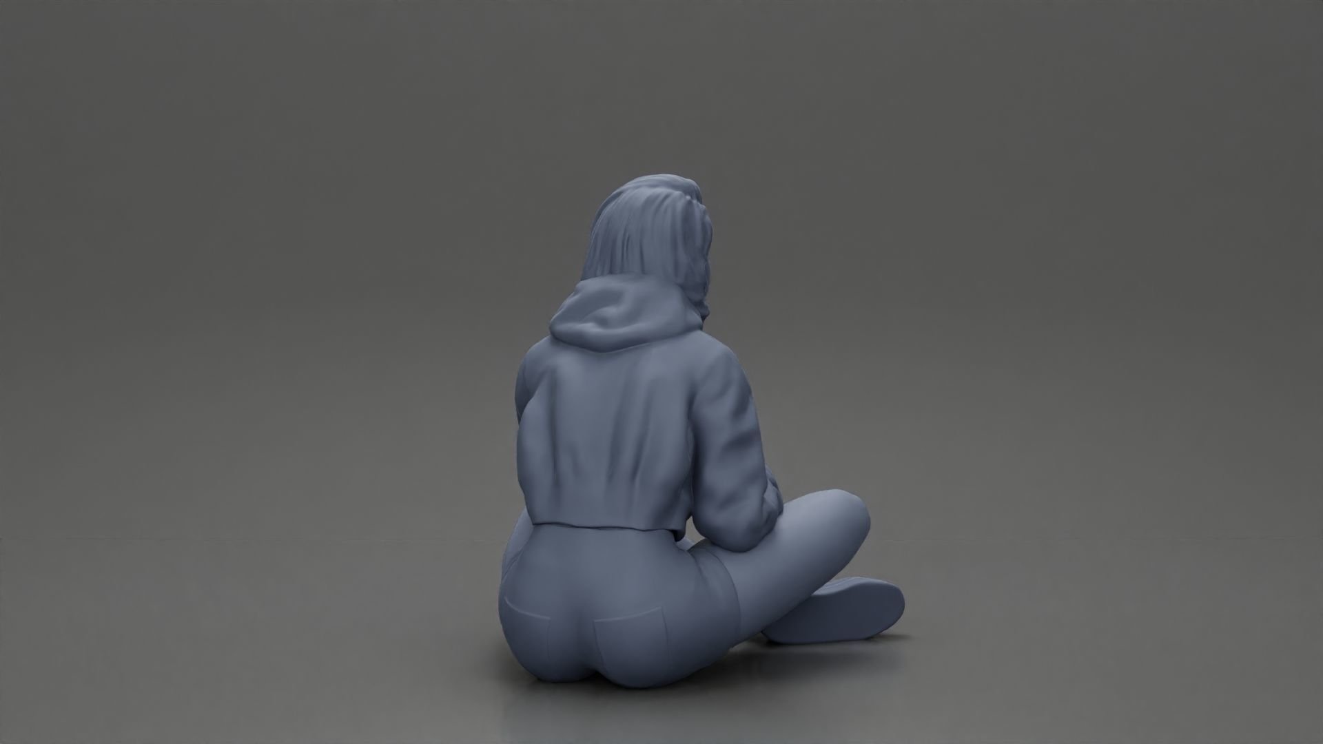 Pretty Girl with an Umbrella in Jacket and Shorts Sitting 3D print model_12