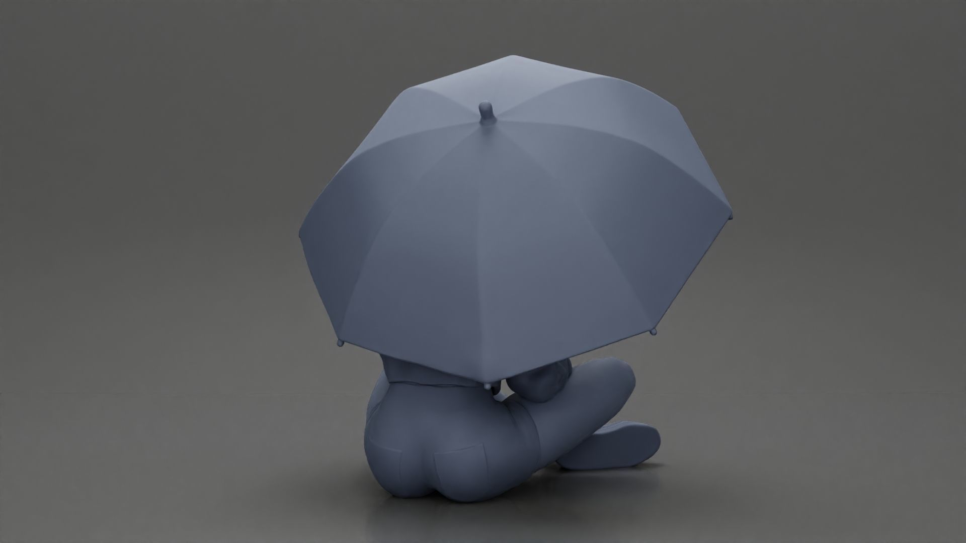 Pretty Girl with an Umbrella in Jacket and Shorts Sitting 3D print model_18