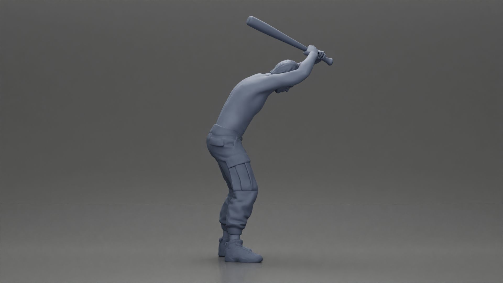 gangster holding baseball bat while biting someone on the floor 3D print model_7