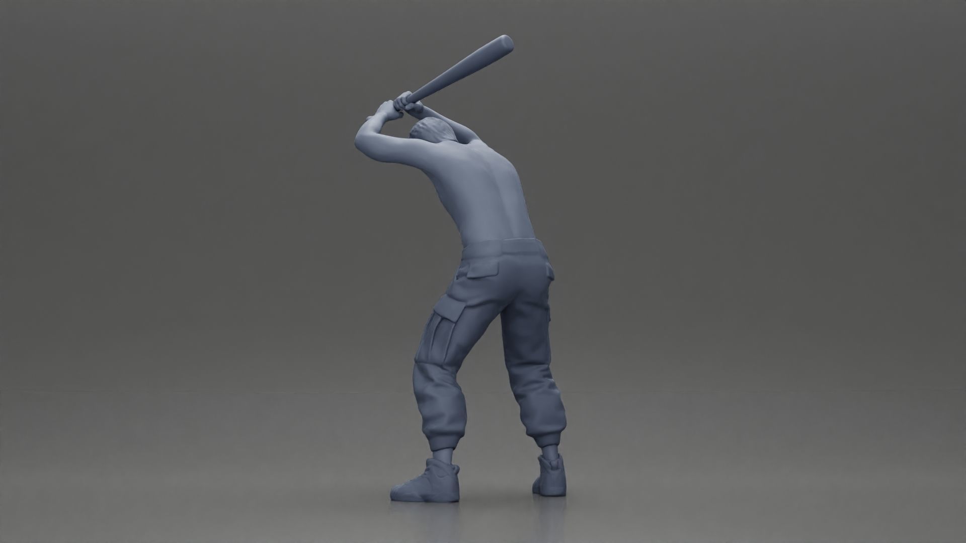 gangster holding baseball bat while biting someone on the floor 3D print model_9