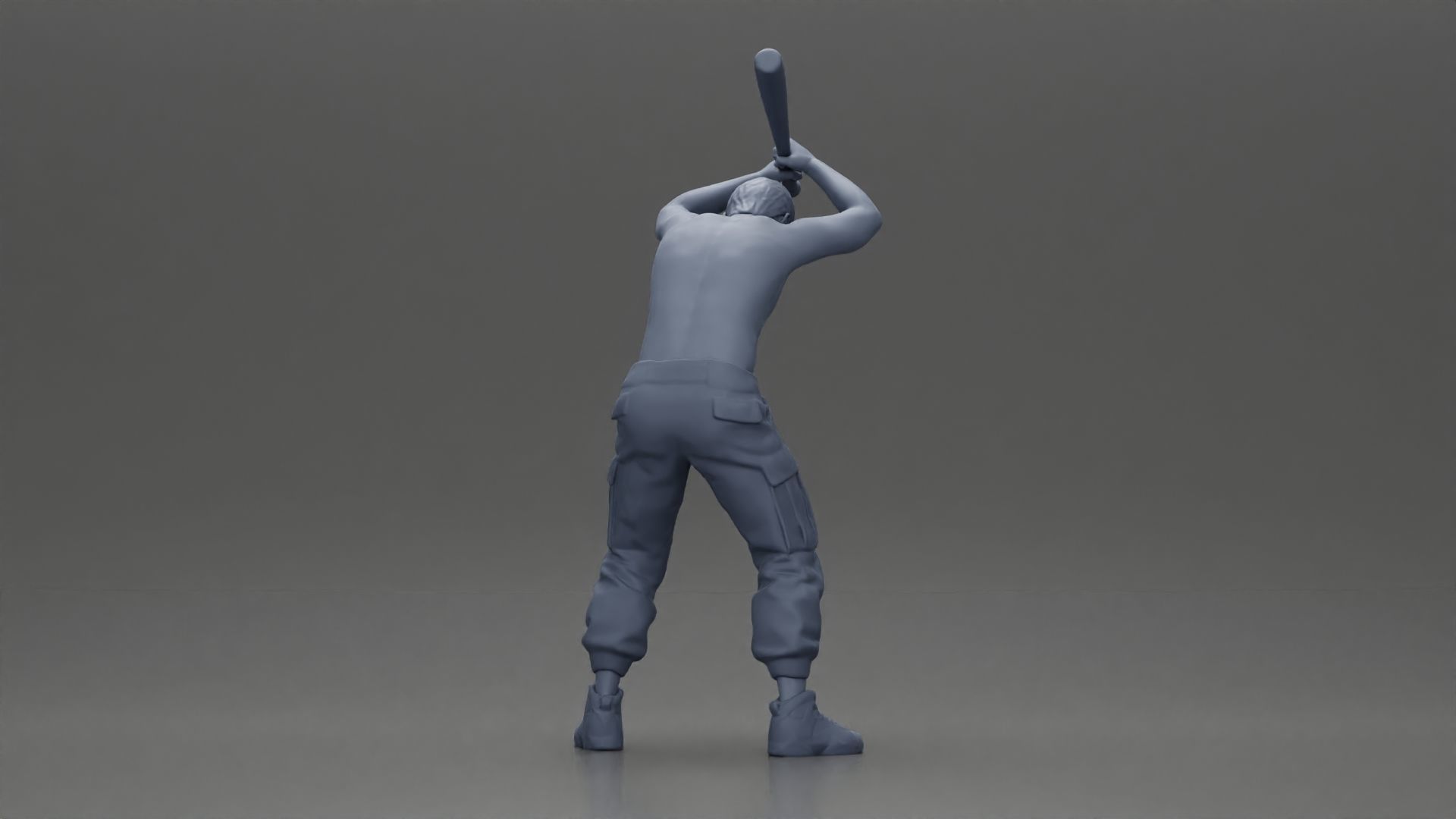 gangster holding baseball bat while biting someone on the floor 3D print model_8