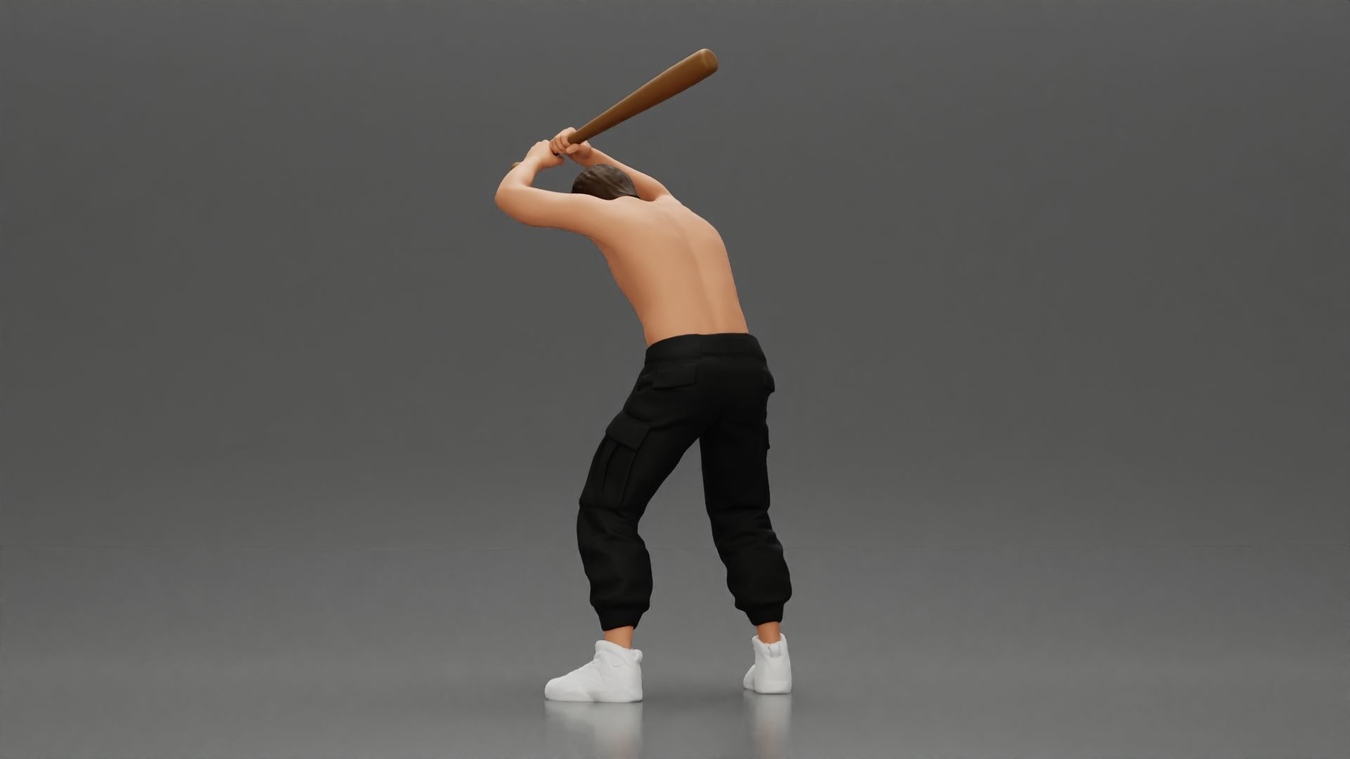 gangster holding baseball bat while biting someone on the floor 3D print model_3