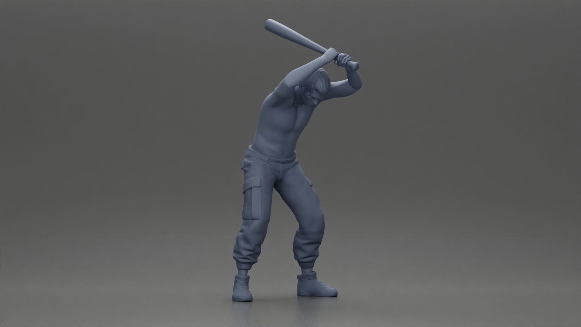 gangster holding baseball bat while biting someone on the floor 3D print model_6