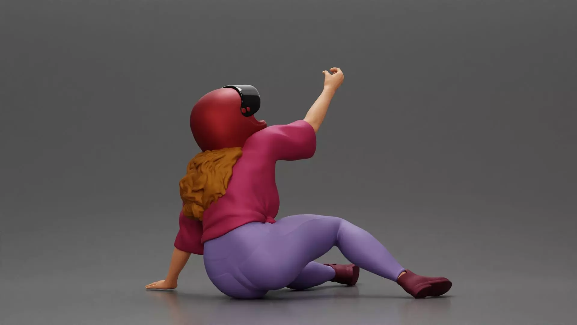 Biker Girl in a helmet who fell off a motorbike being helped 3D print model