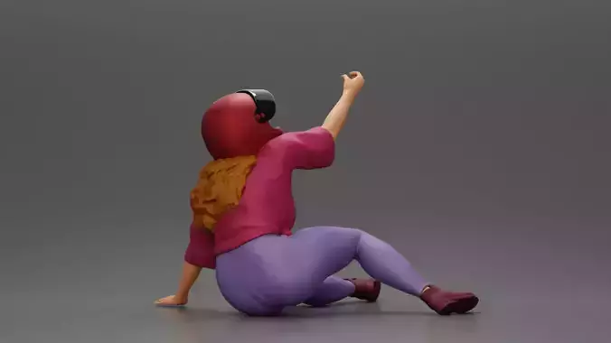 Biker Girl in a helmet who fell off a motorbike being helped