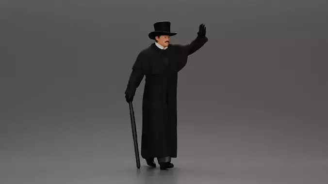 man in long coat resembling a mafia boss walking