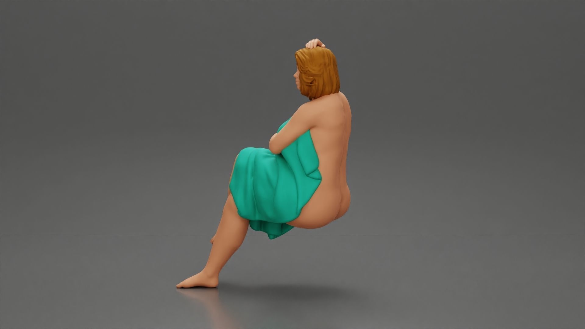 fat girl sitting after a shower wrapped in a towel 3D print model_5