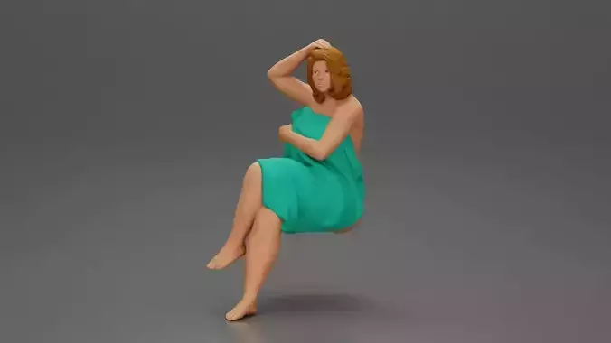 fat girl sitting after a shower wrapped in a towel