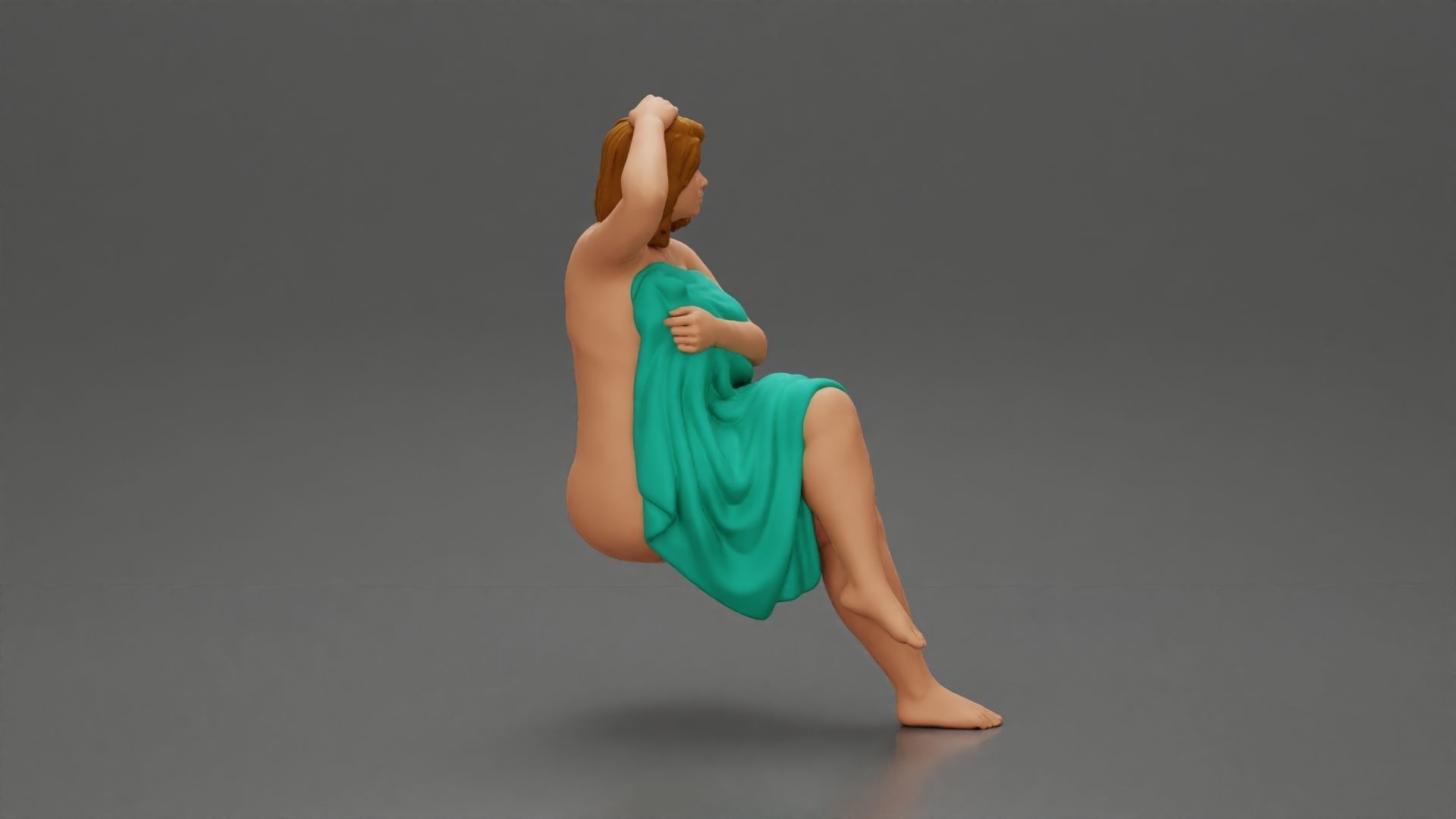 fat girl sitting after a shower wrapped in a towel 3D print model_2