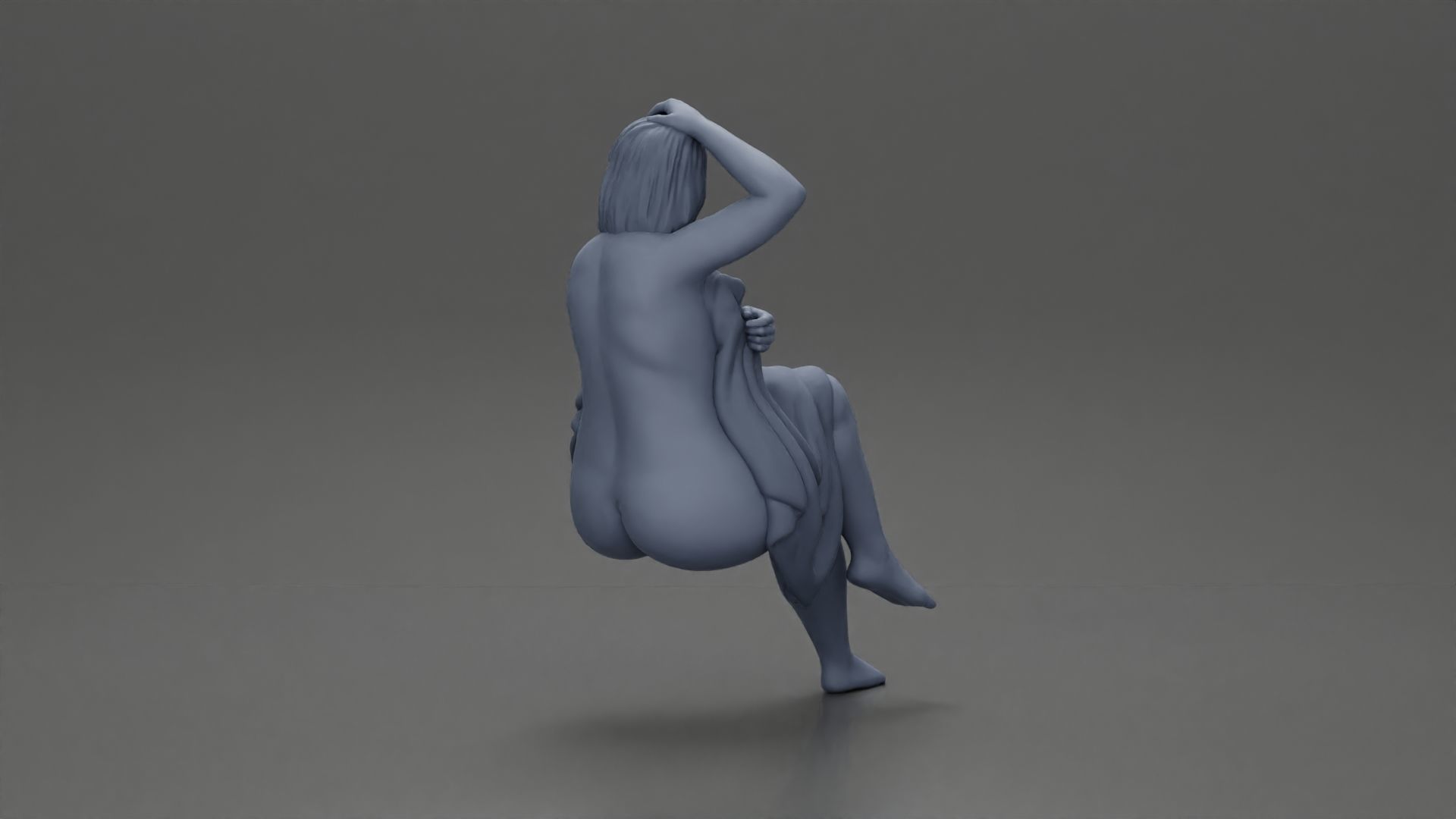fat girl sitting after a shower wrapped in a towel 3D print model_9