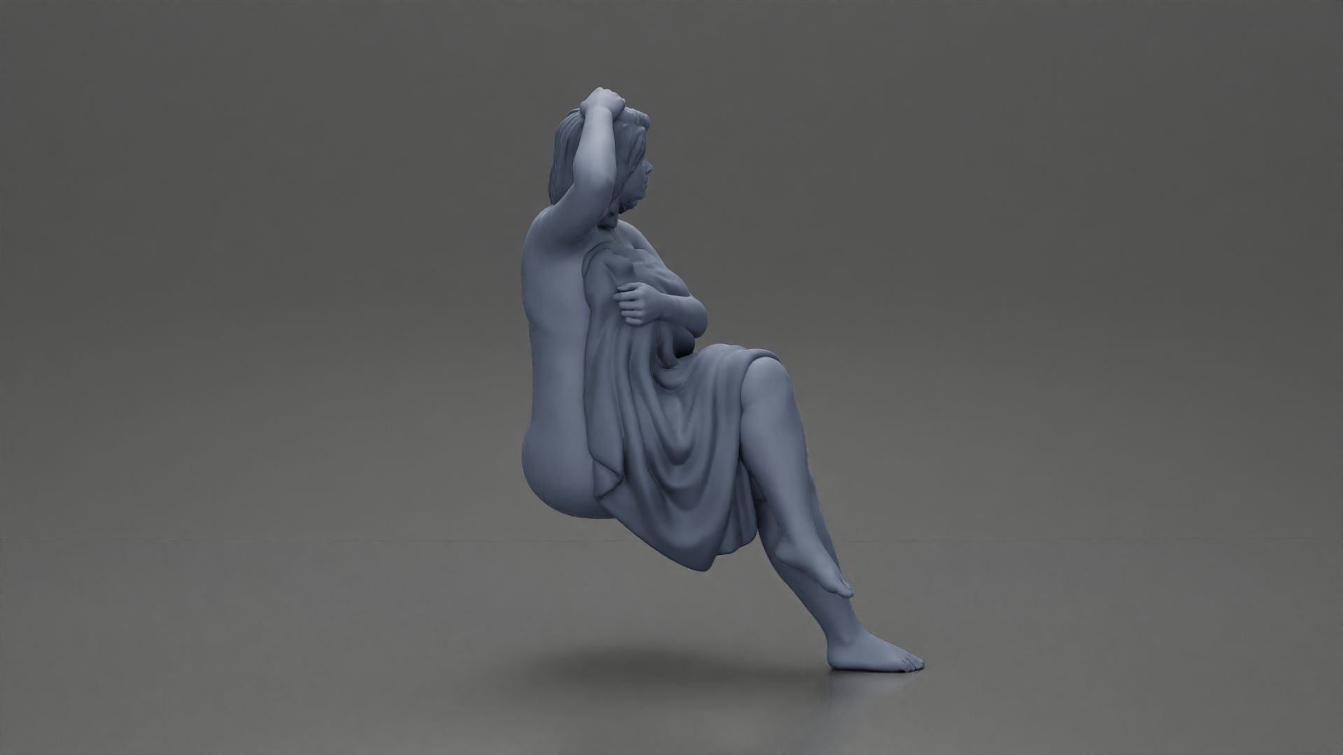 fat girl sitting after a shower wrapped in a towel 3D print model_8