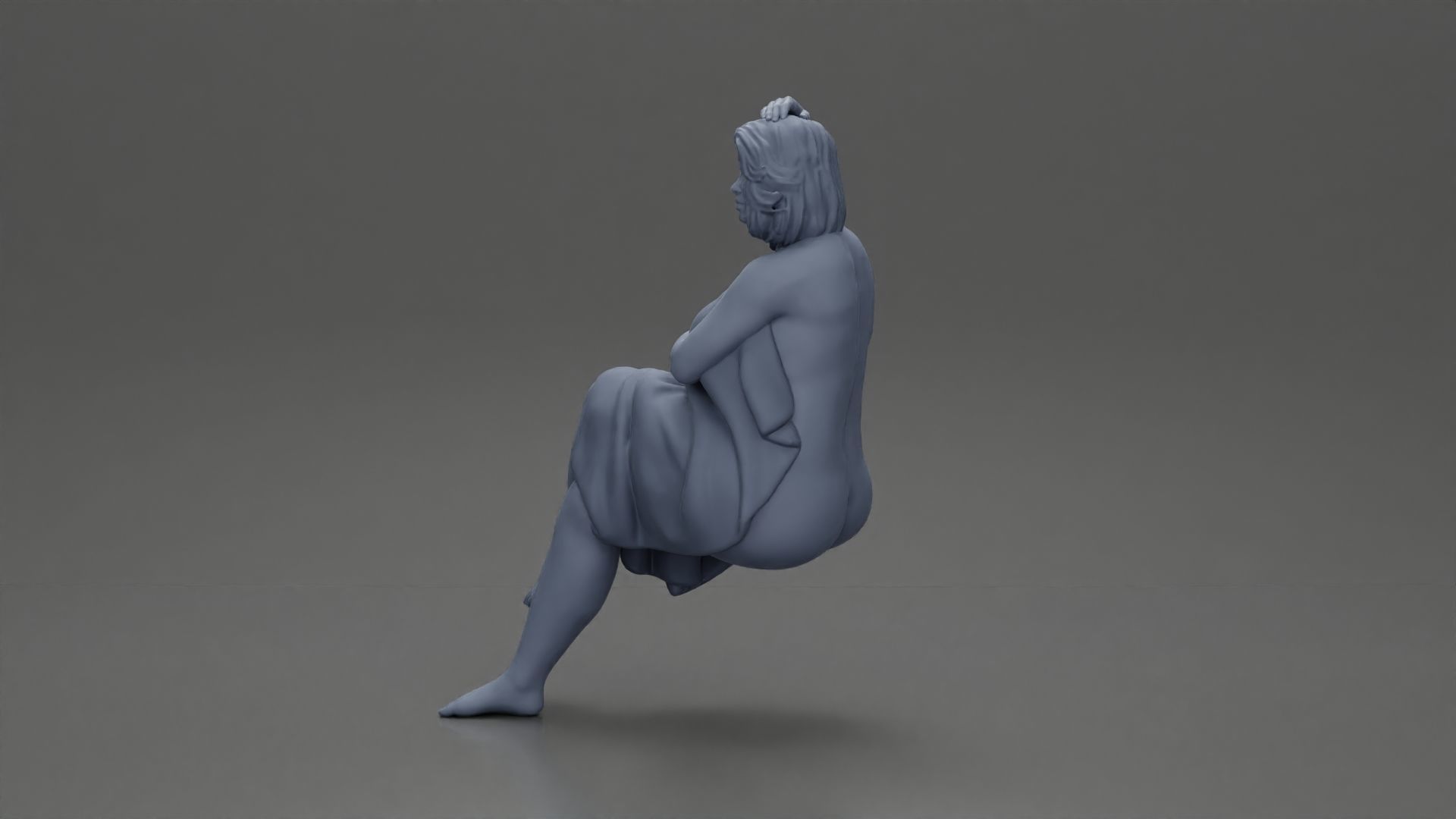 fat girl sitting after a shower wrapped in a towel 3D print model_11