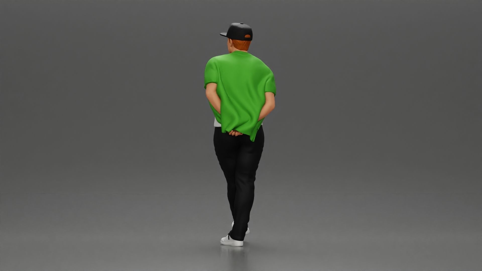 skater leaning against wall wearing cap open shirt banana bag 3D print model_16