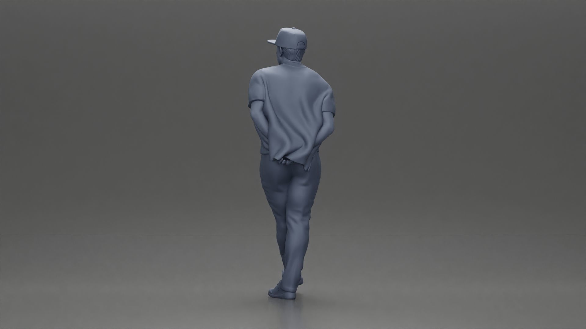 skater leaning against wall wearing cap open shirt banana bag 3D print model_22