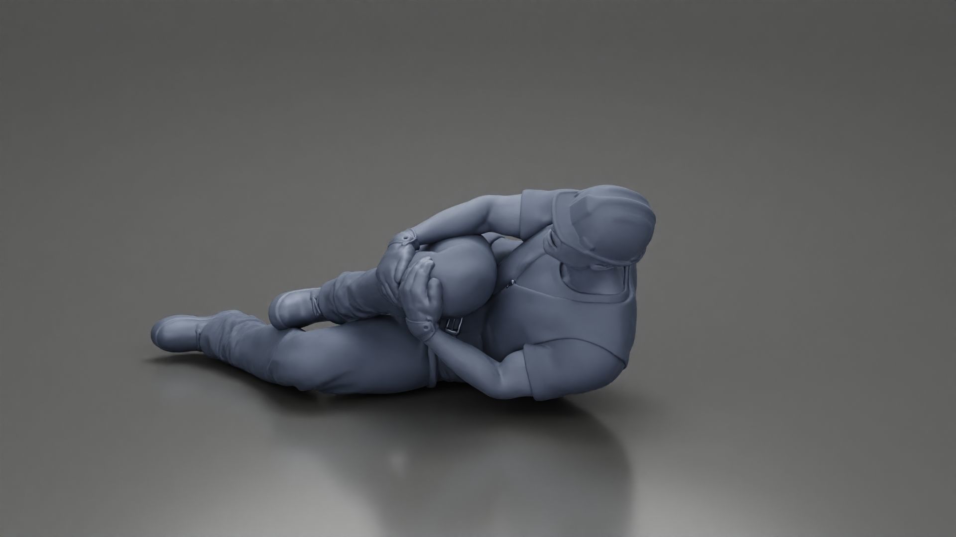 construction worker lying on the floor holding his injured leg 3D print model_11