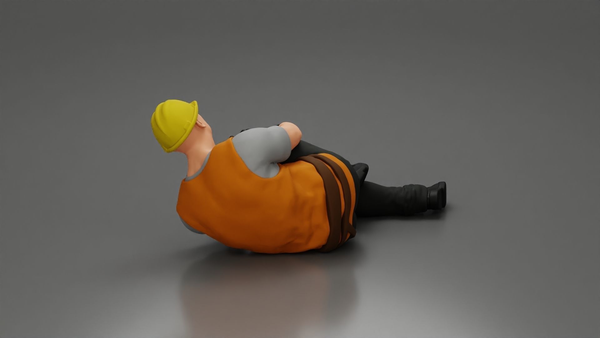 construction worker lying on the floor holding his injured leg 3D print model_3