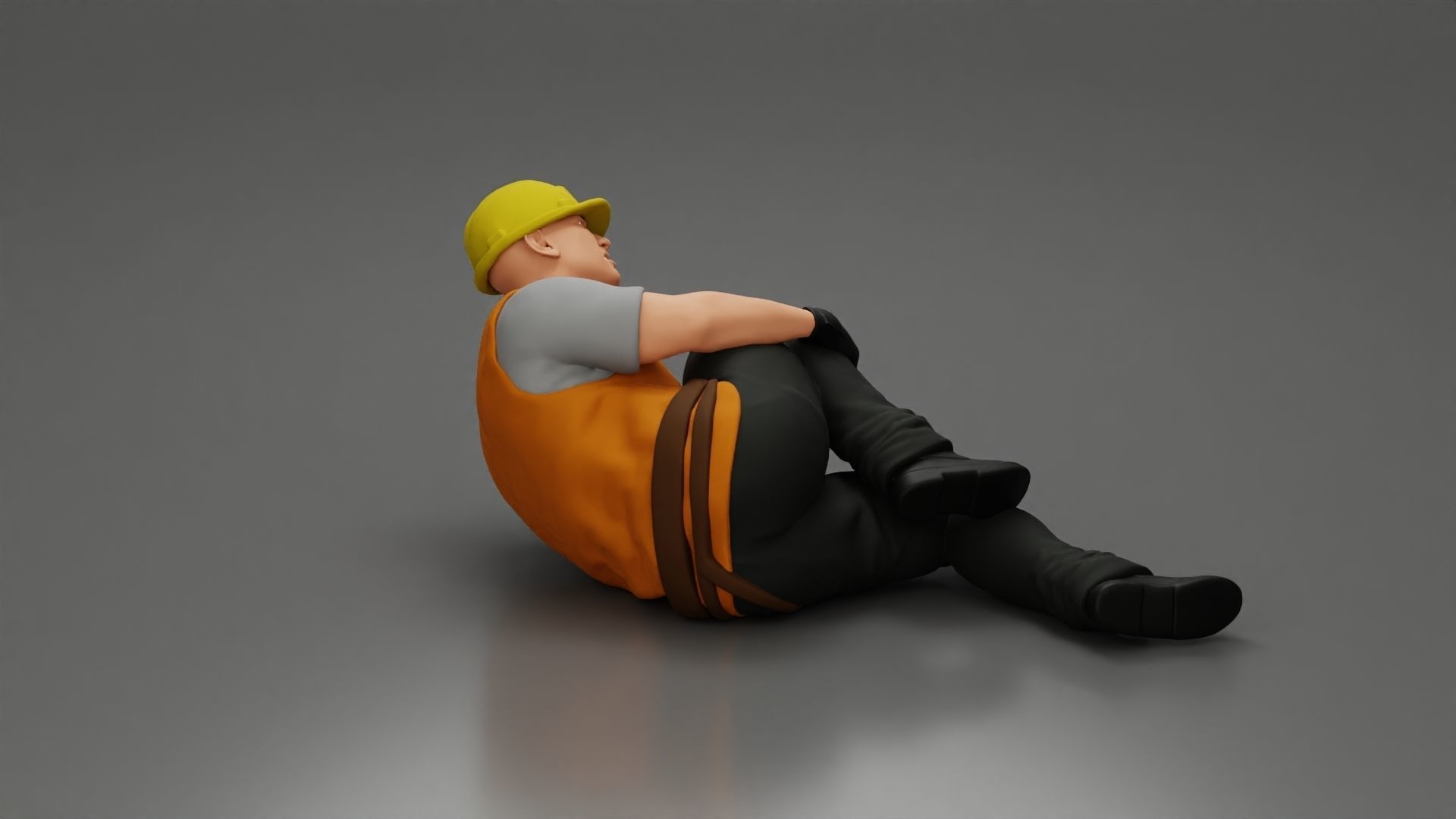 construction worker lying on the floor holding his injured leg 3D print model_2