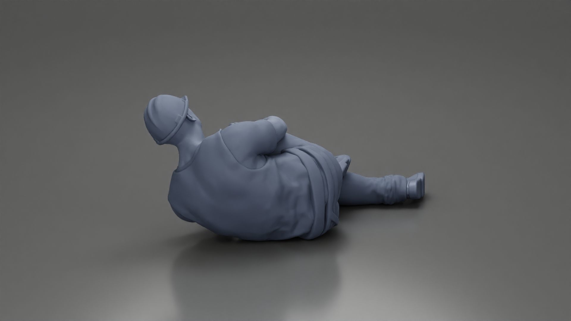 construction worker lying on the floor holding his injured leg 3D print model_9