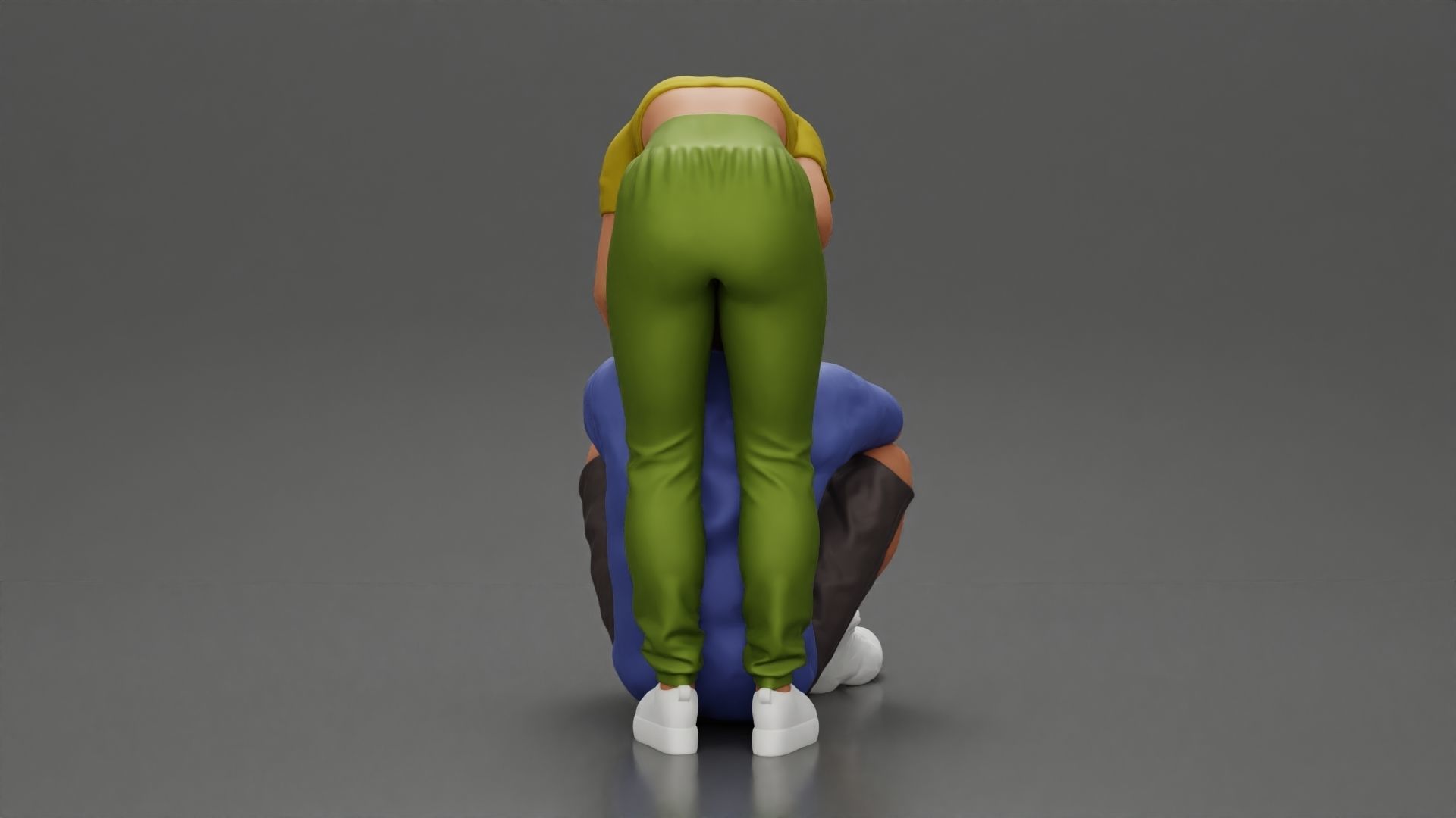 girl standing behind boyfriend touching face while he sits 3D print model_4