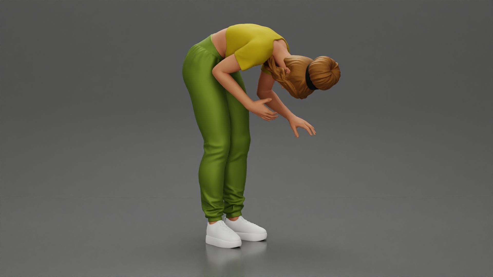 girl standing behind boyfriend touching face while he sits 3D print model_2