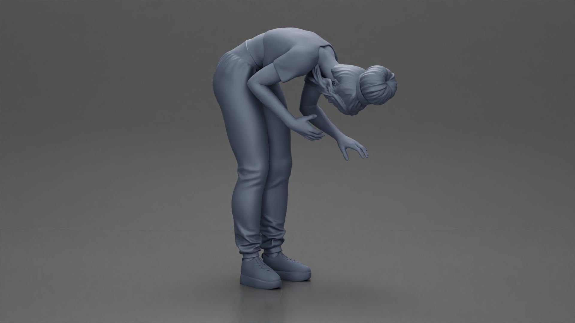 girl standing behind boyfriend touching face while he sits 3D print model_30