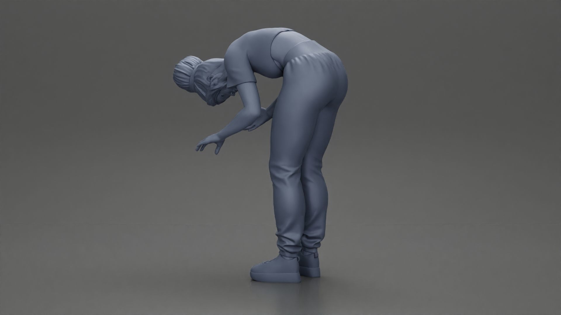 girl standing behind boyfriend touching face while he sits 3D print model_33