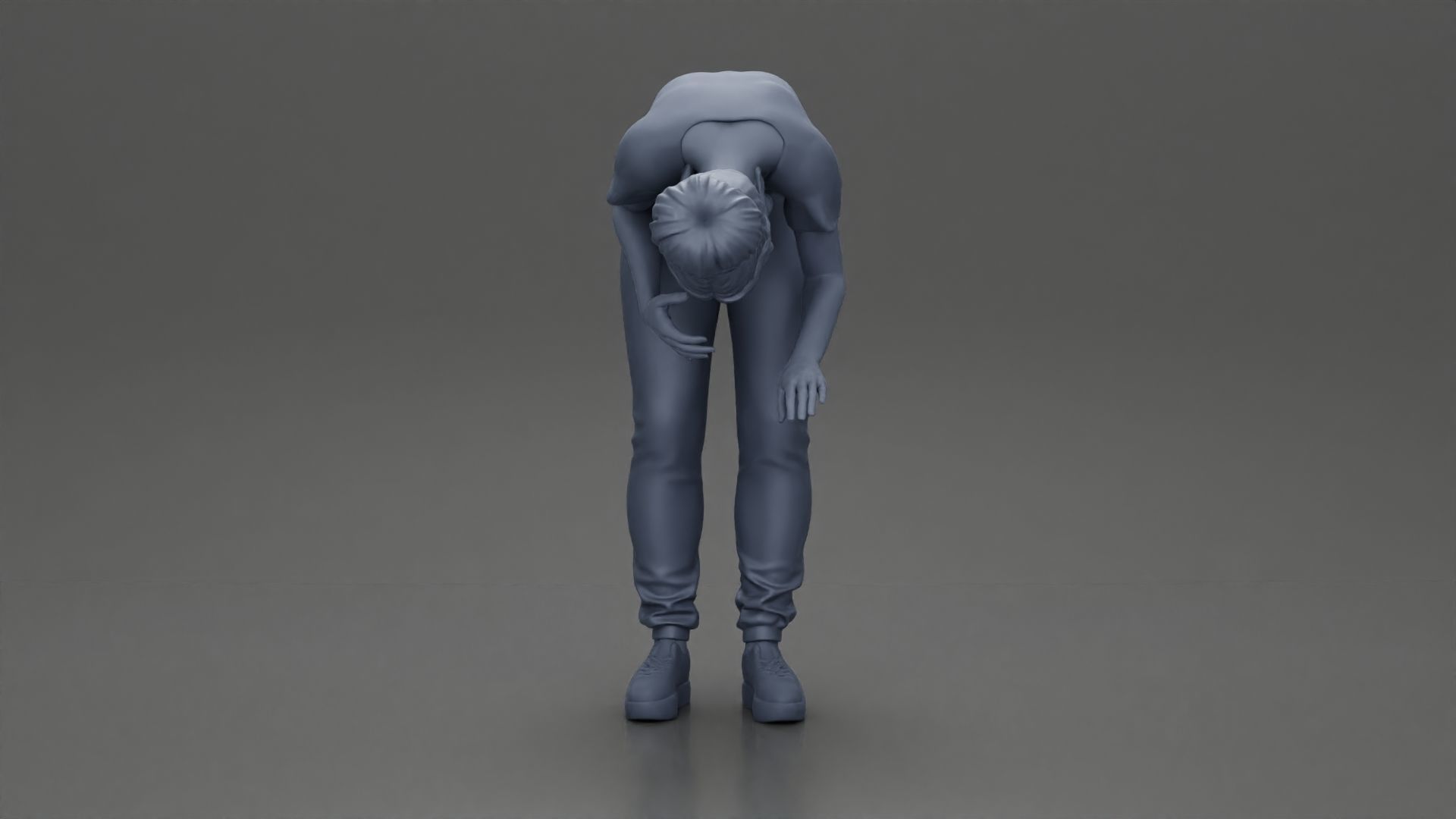 girl standing behind boyfriend touching face while he sits 3D print model_35