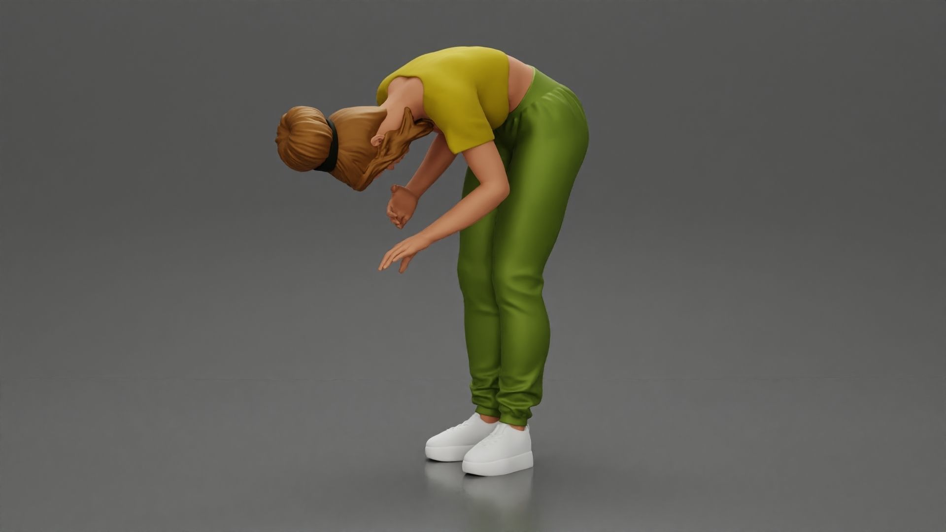 girl standing behind boyfriend touching face while he sits 3D print model_28