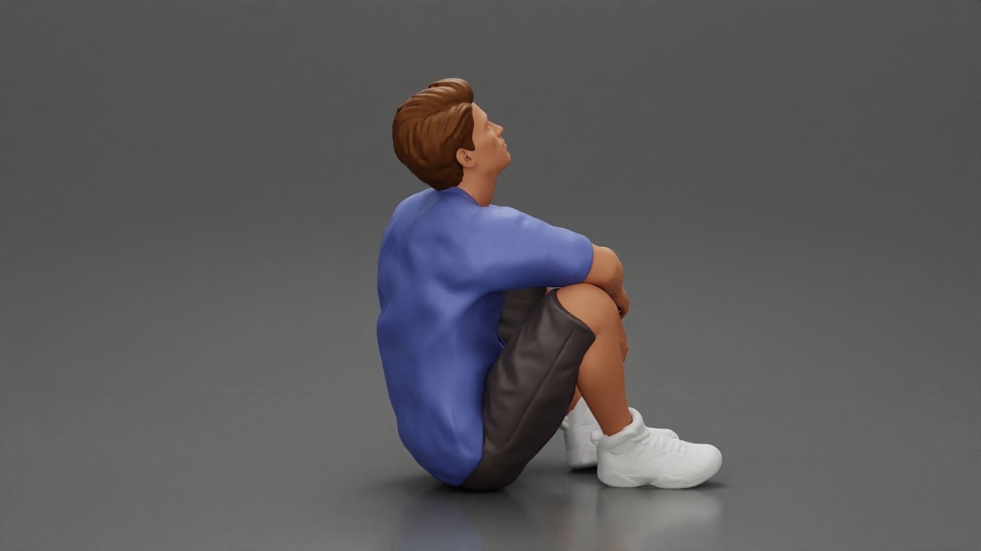 girl standing behind boyfriend touching face while he sits 3D print model_14