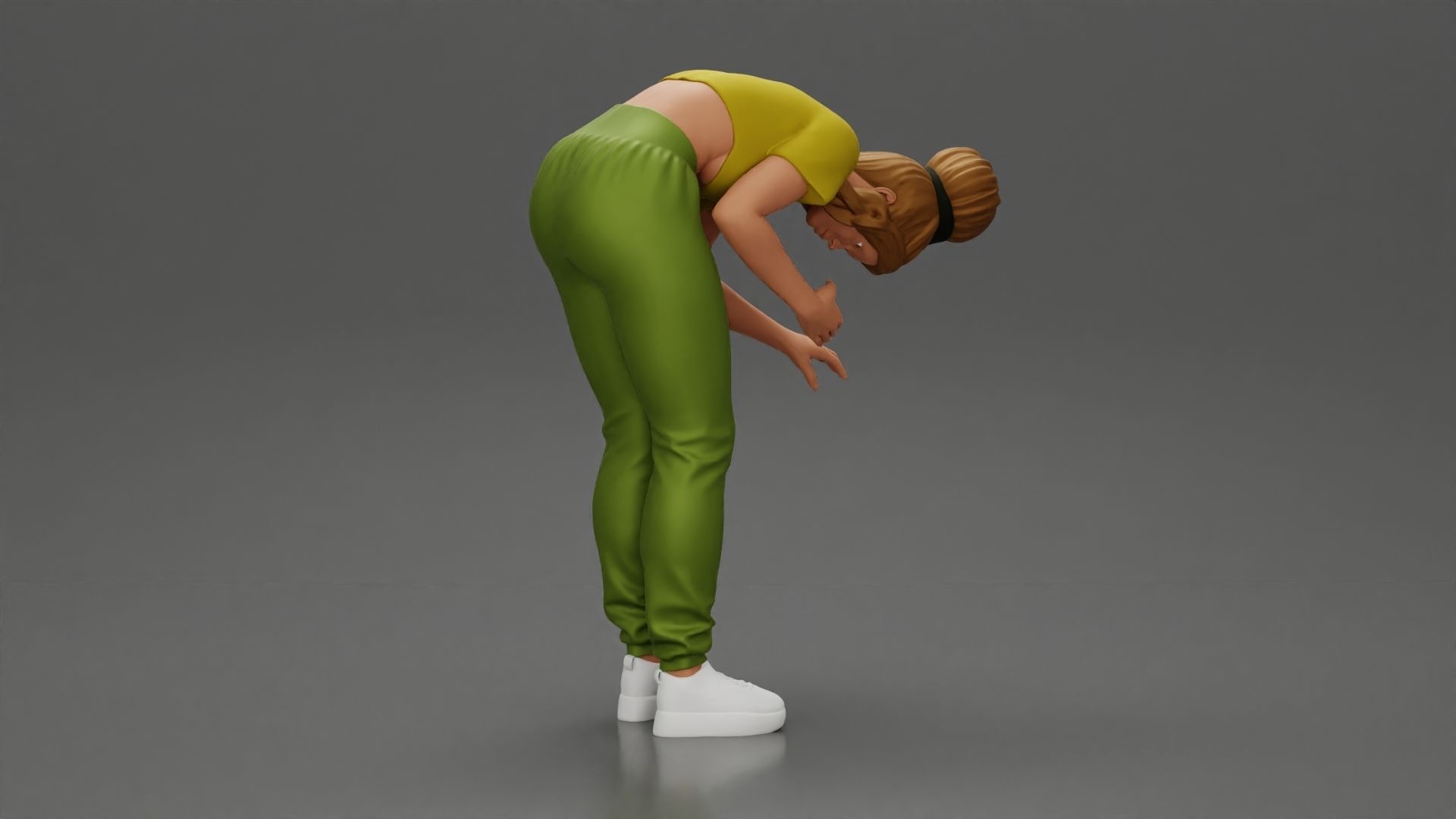 girl standing behind boyfriend touching face while he sits 3D print model_25