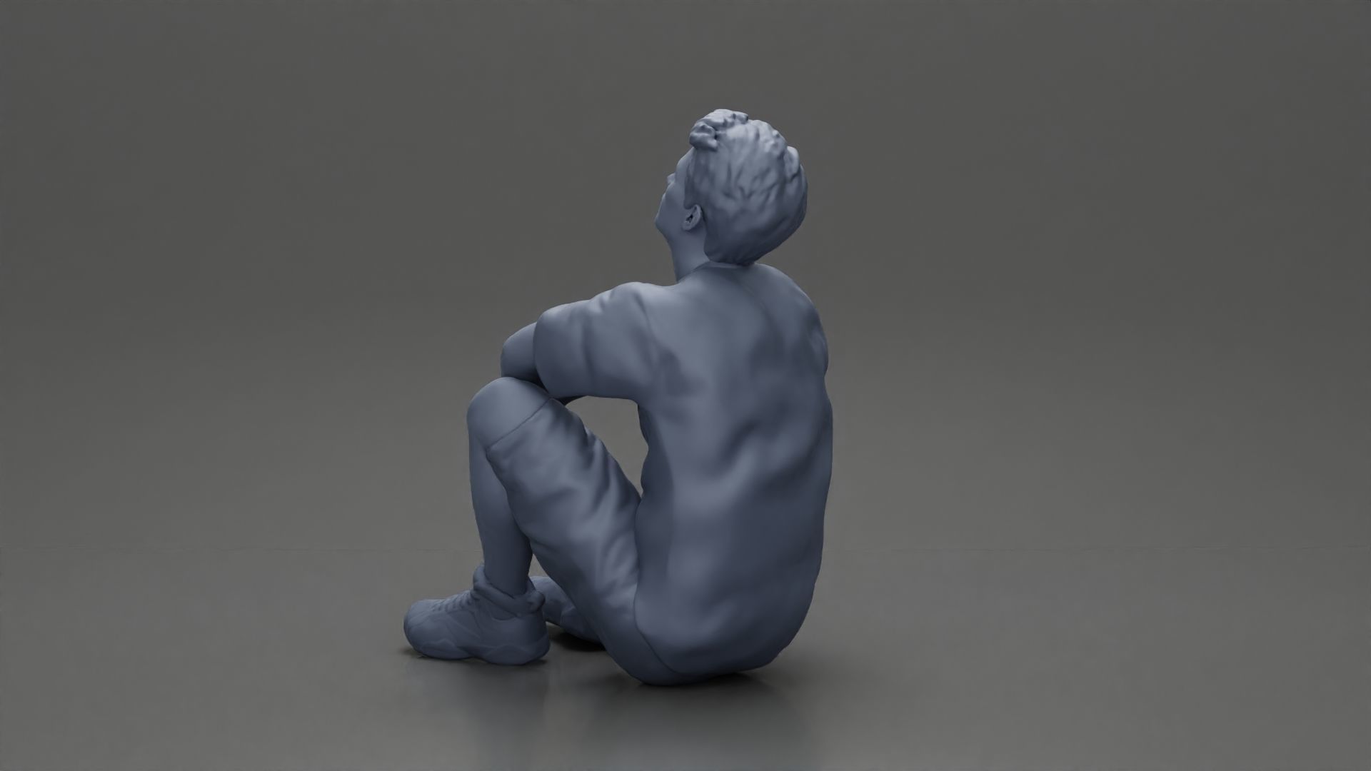 girl standing behind boyfriend touching face while he sits 3D print model_22