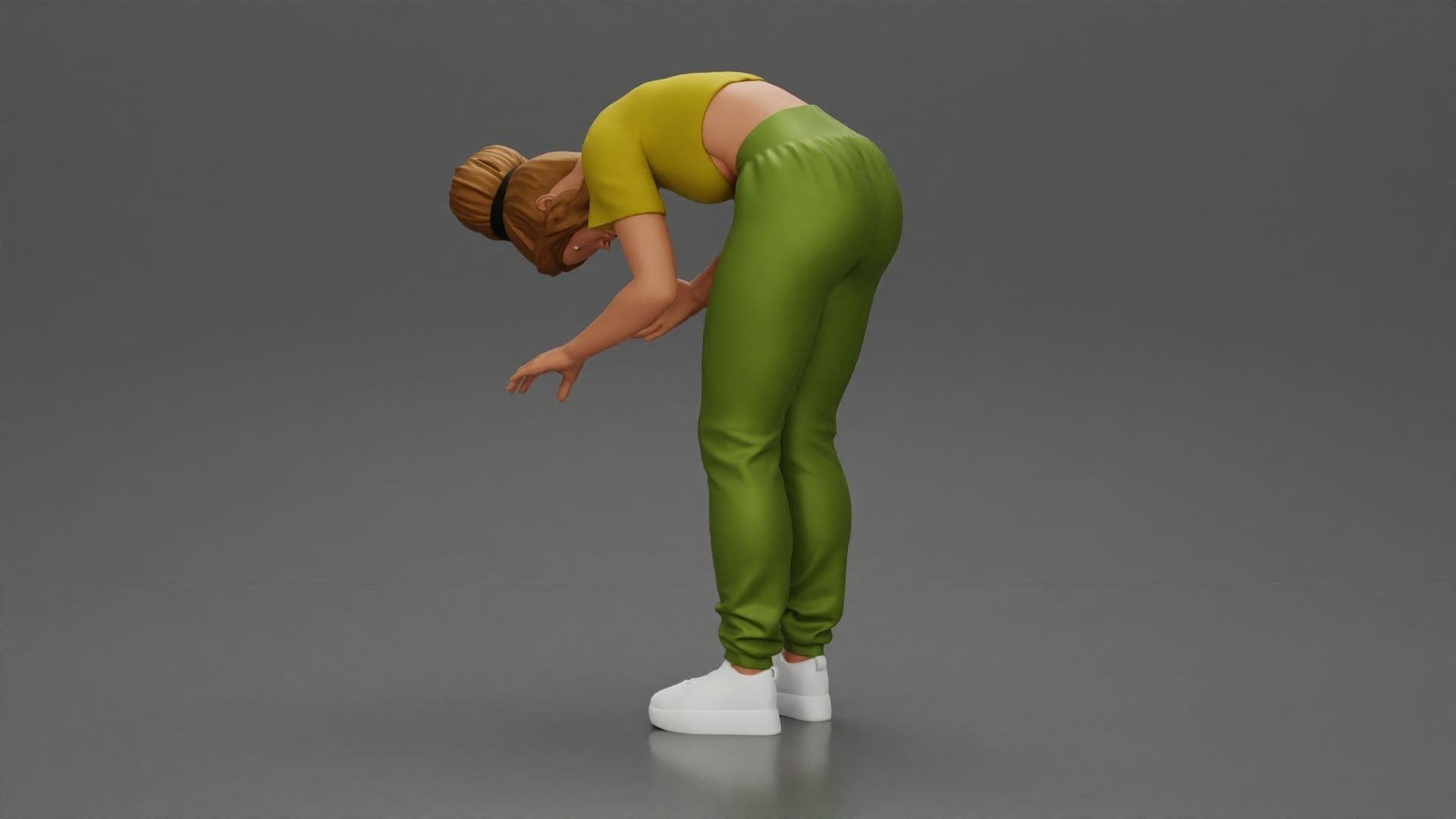 girl standing behind boyfriend touching face while he sits 3D print model_27