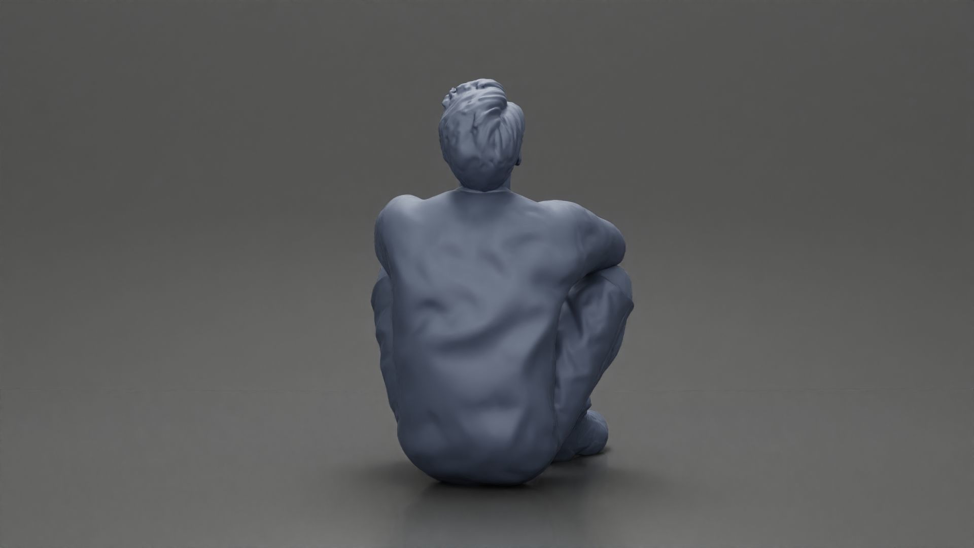 girl standing behind boyfriend touching face while he sits 3D print model_21