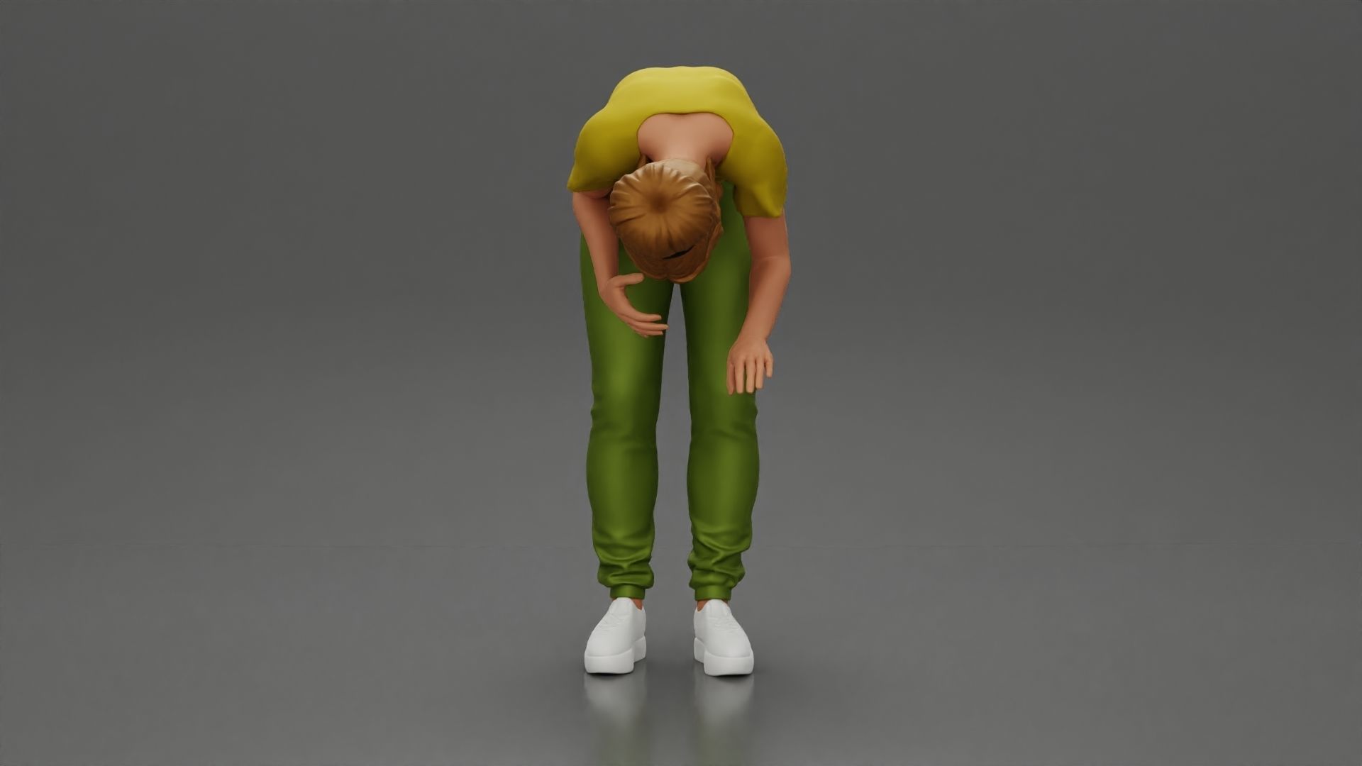 girl standing behind boyfriend touching face while he sits 3D print model_29