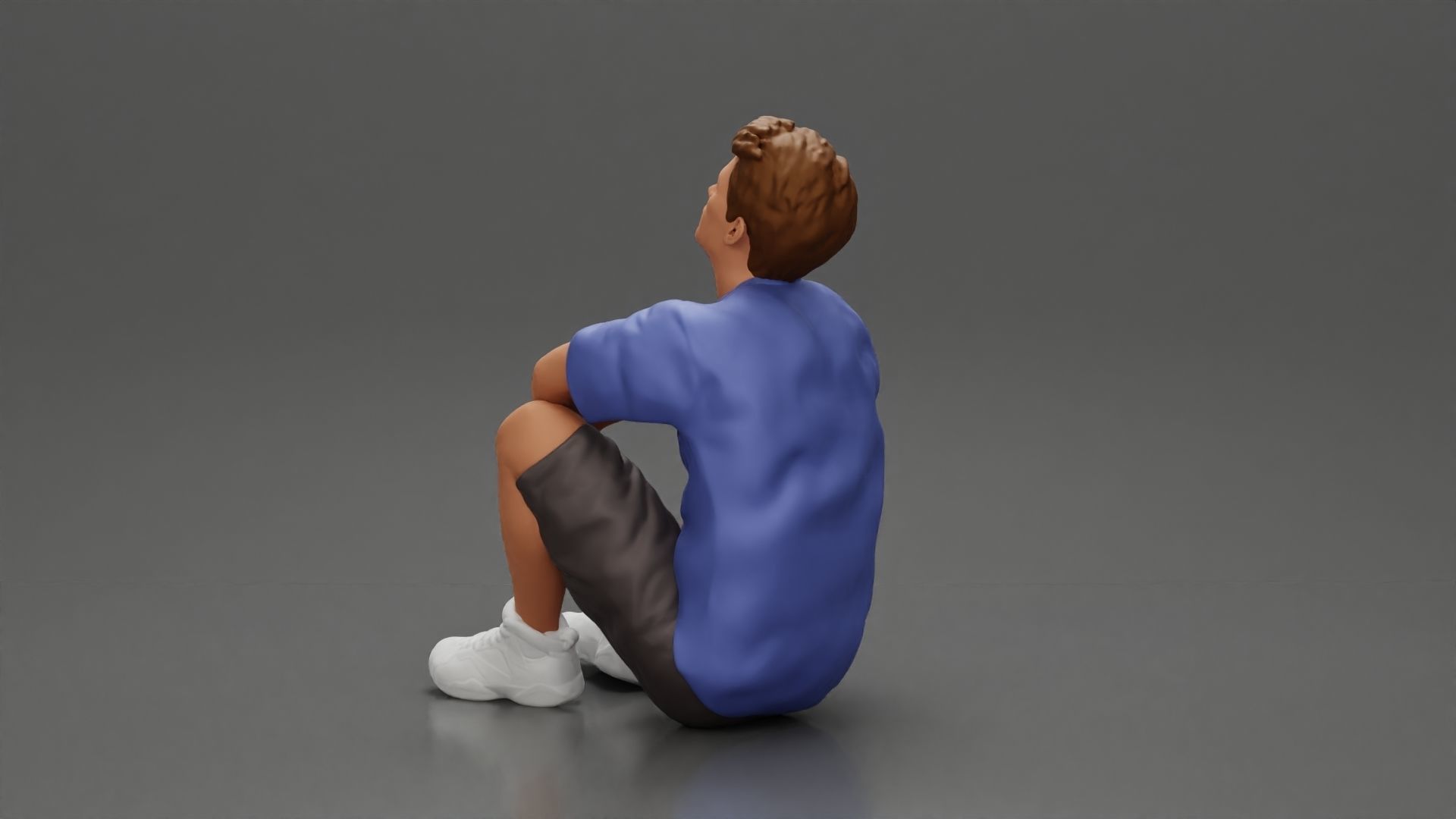 girl standing behind boyfriend touching face while he sits 3D print model_16