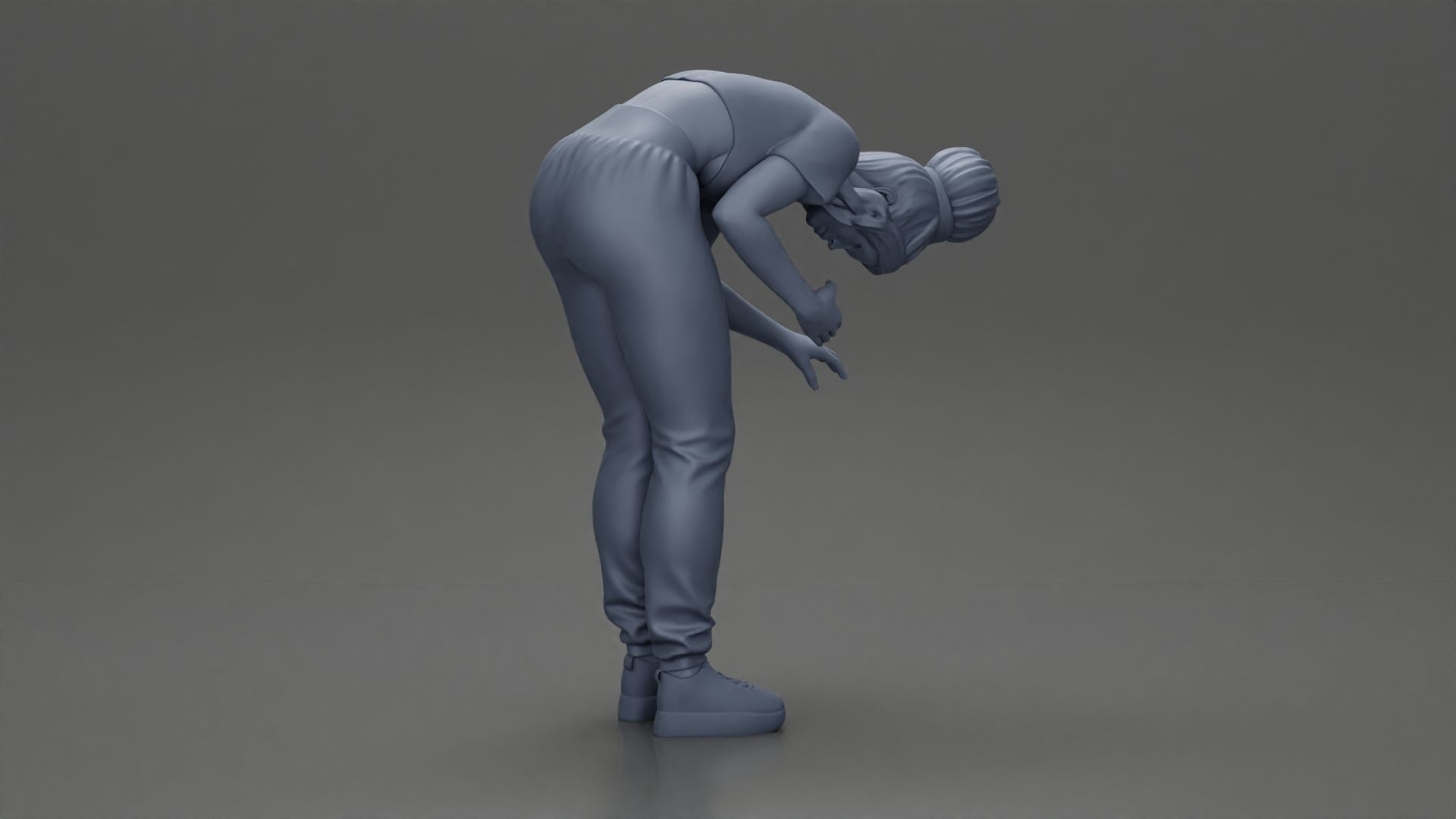 girl standing behind boyfriend touching face while he sits 3D print model_31