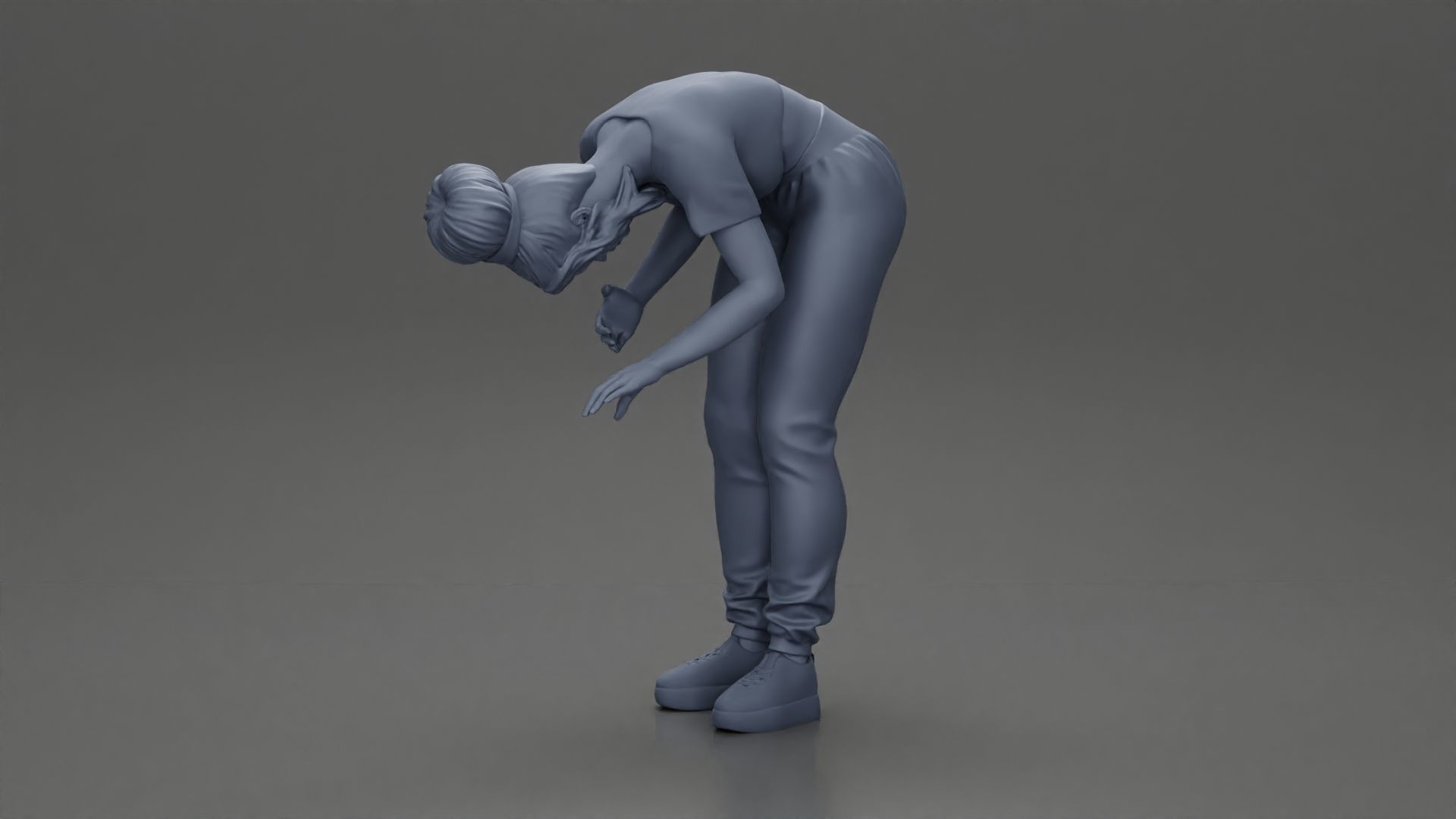 girl standing behind boyfriend touching face while he sits 3D print model_34