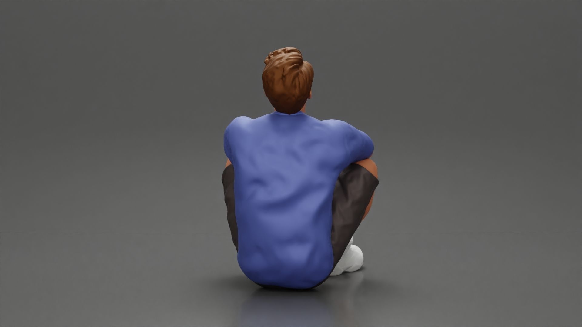 girl standing behind boyfriend touching face while he sits 3D print model_15