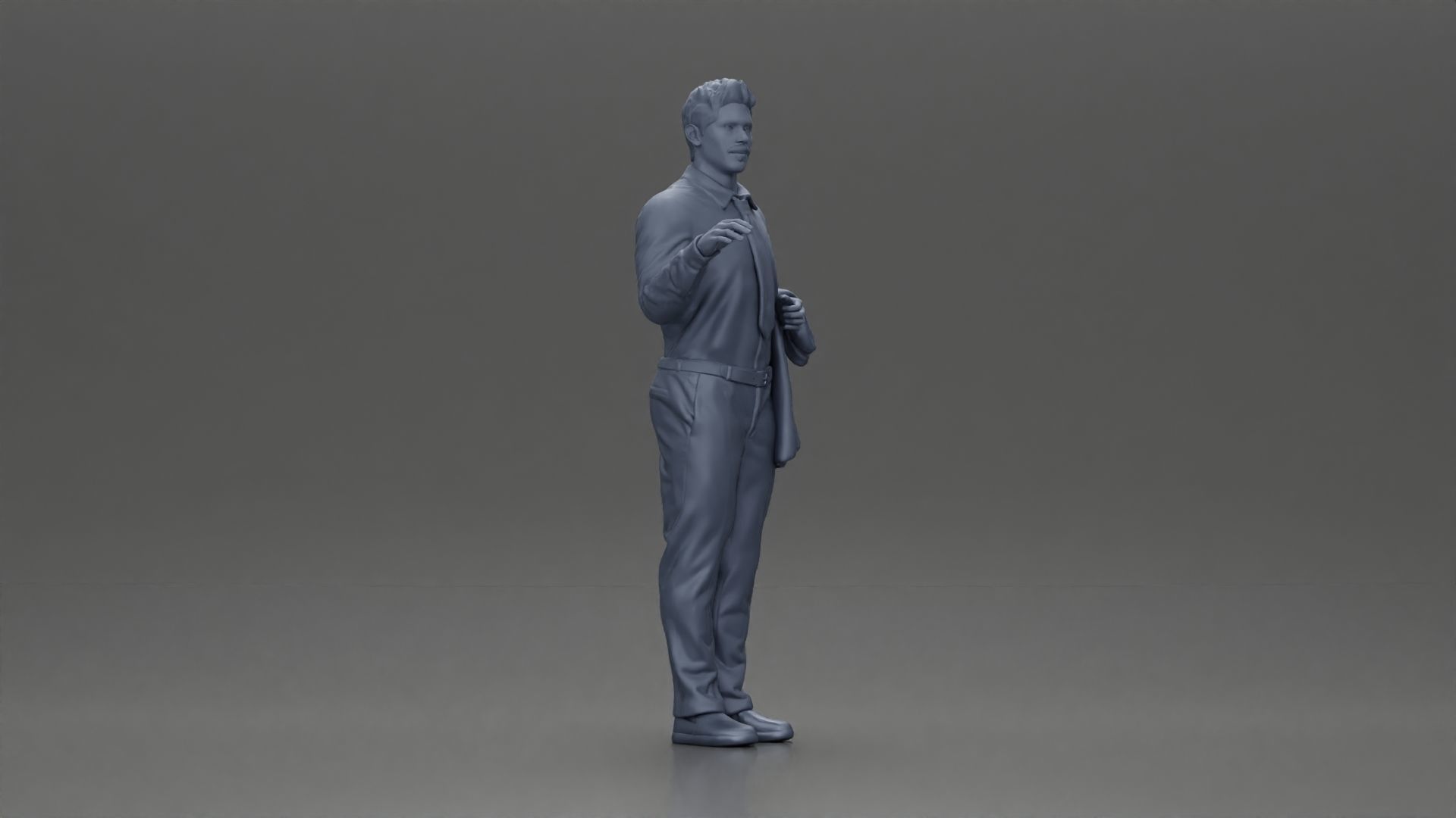 business man standing Holding a Suit 3D print model_7