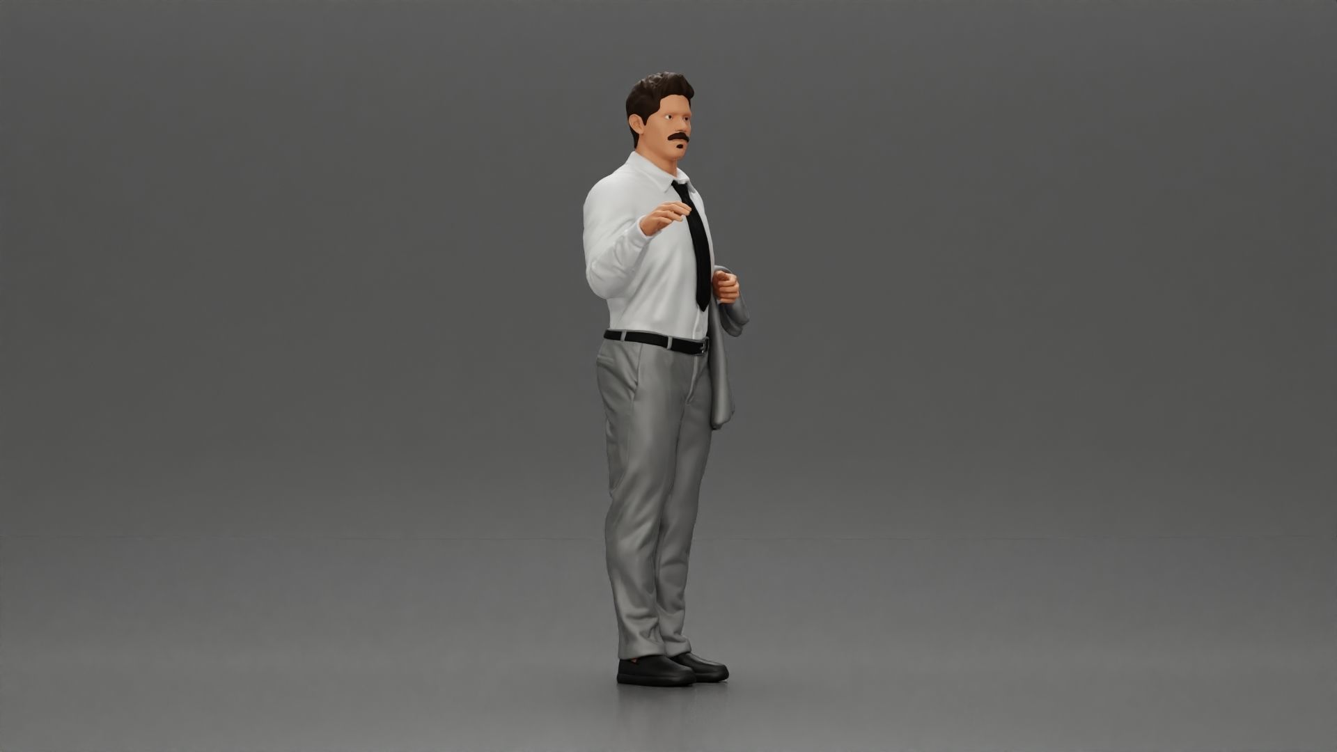 business man standing Holding a Suit 3D print model_1