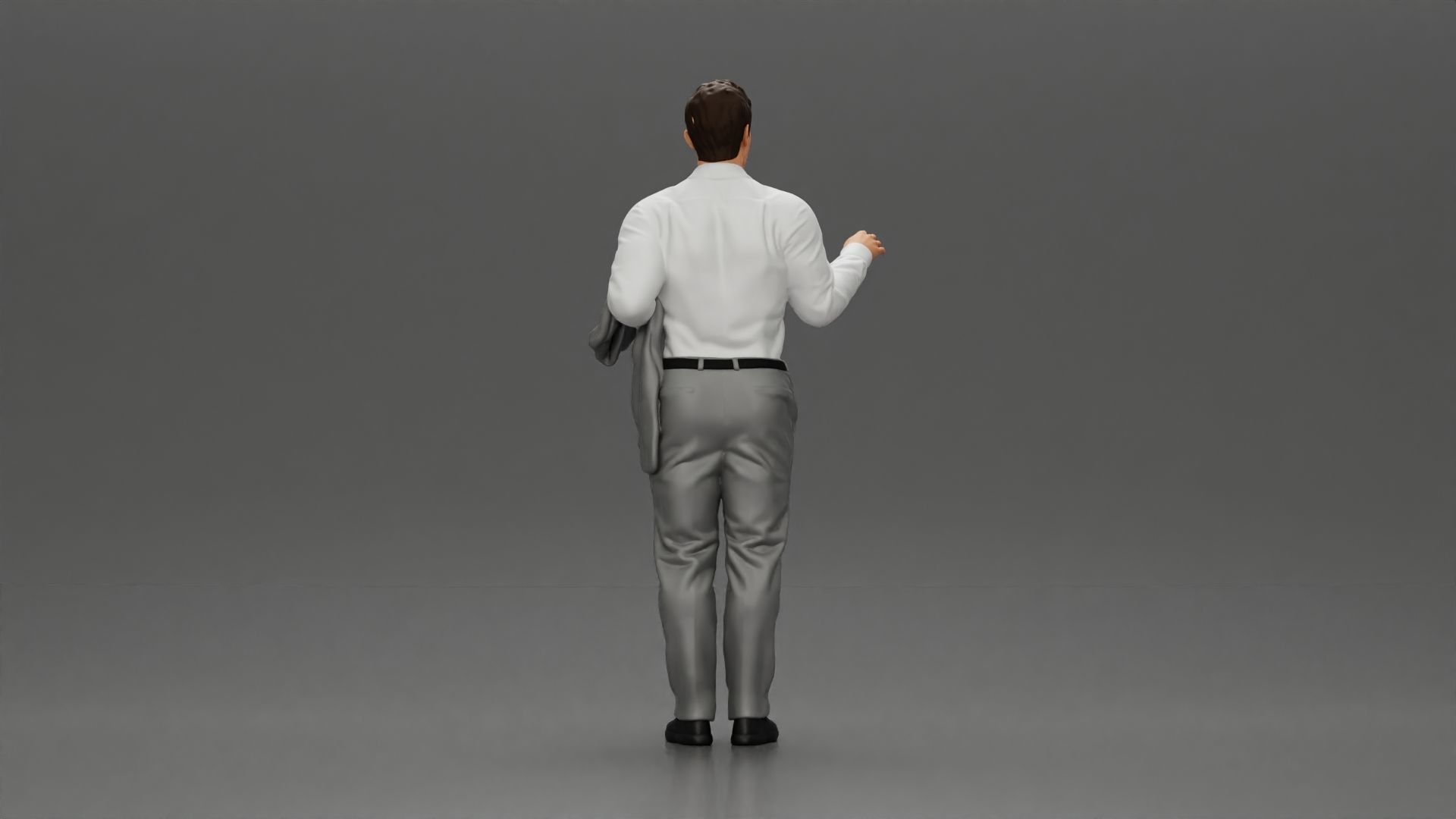 business man standing Holding a Suit 3D print model_3