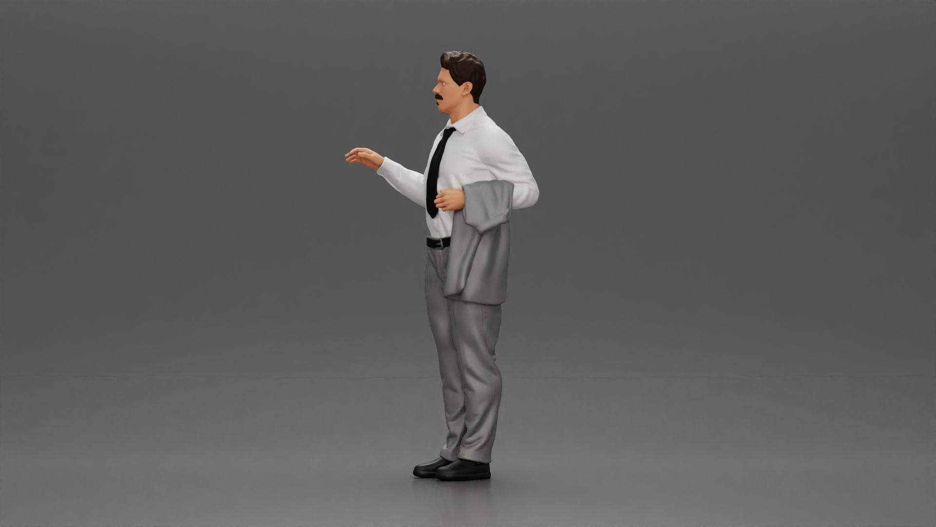 business man standing Holding a Suit 3D print model_5