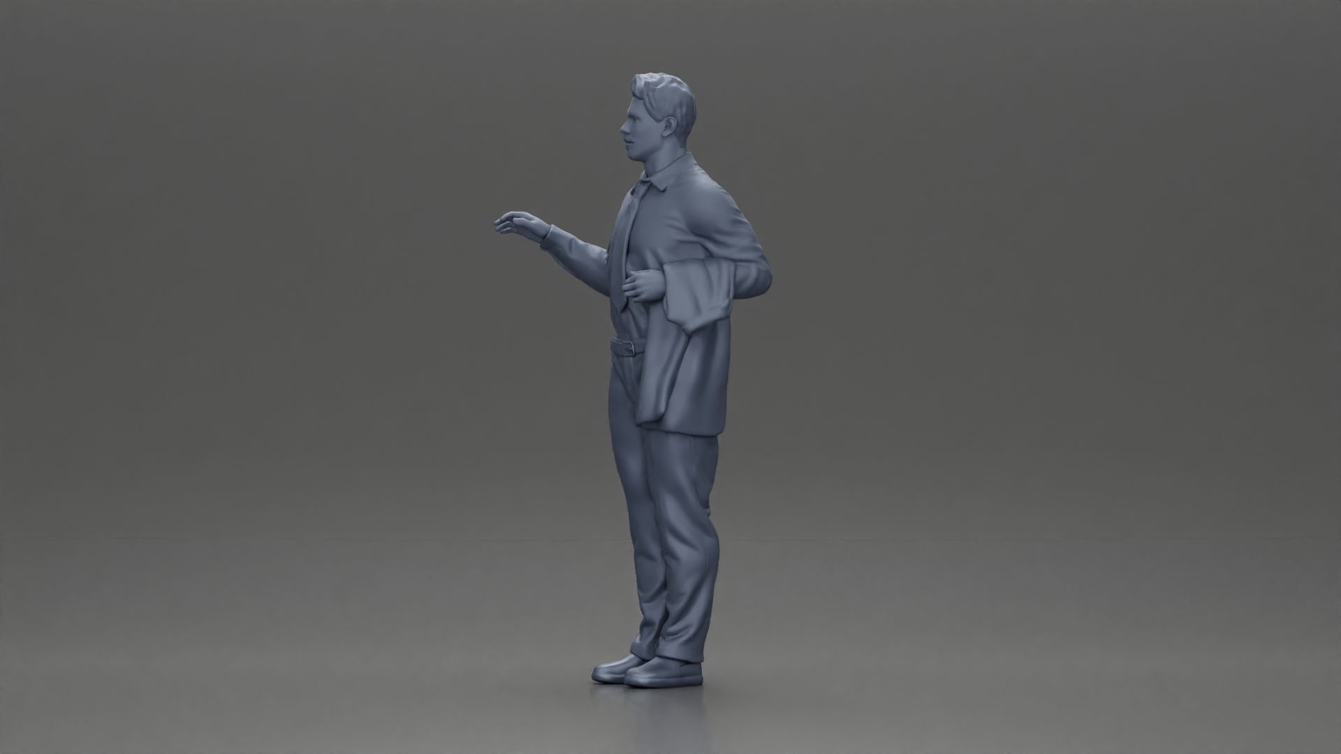 business man standing Holding a Suit 3D print model_11