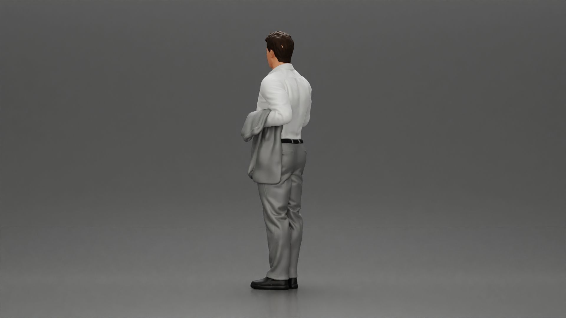 business man standing Holding a Suit 3D print model_4