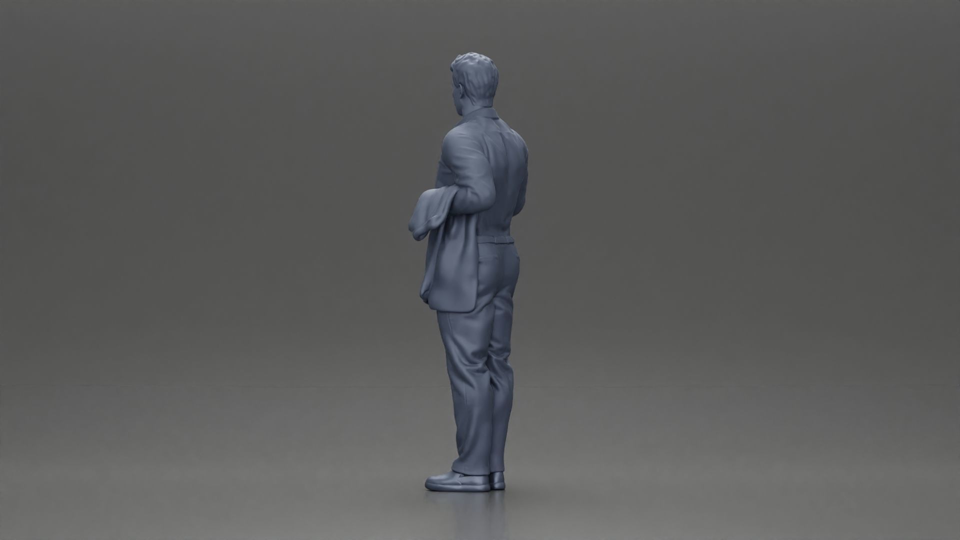 business man standing Holding a Suit 3D print model_10