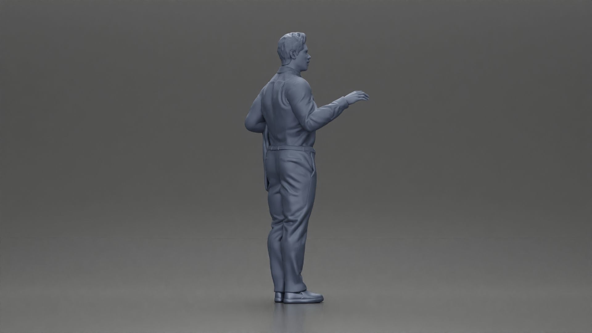 business man standing Holding a Suit 3D print model_8