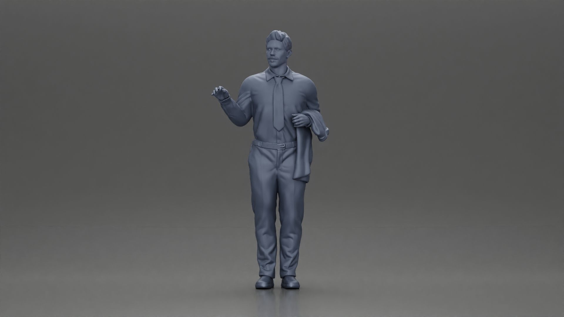 business man standing Holding a Suit 3D print model_6