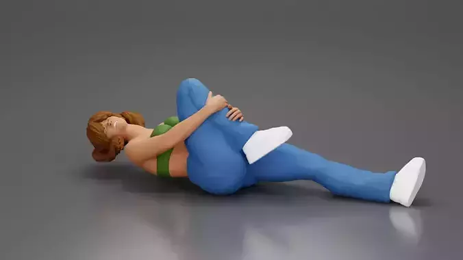 woman in bra lying on the floor touching her injured knee