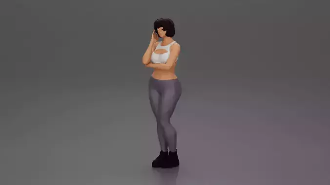 pretty girl with short hair posing in bra